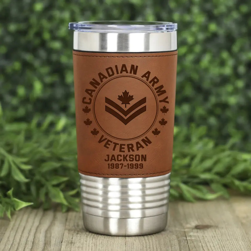 Personalized Canadian Armed Forces With Name And Year Tumbler Leather Patch Printed 23337PTN