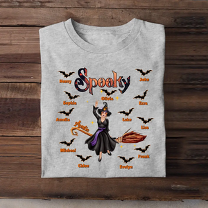 Personalized Spooky Auntie with Kid Names T-shirt Printed 23324HTHDNL