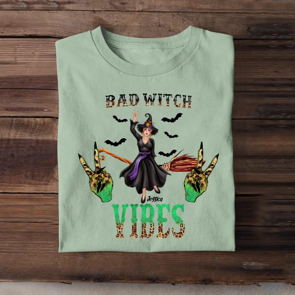 Personalized Bad Witch Vibes Halloween Gift Tshirt KVHMT23383