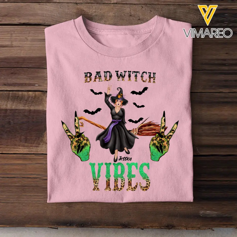 Personalized Bad Witch Vibes Halloween Gift Tshirt KVHMT23383