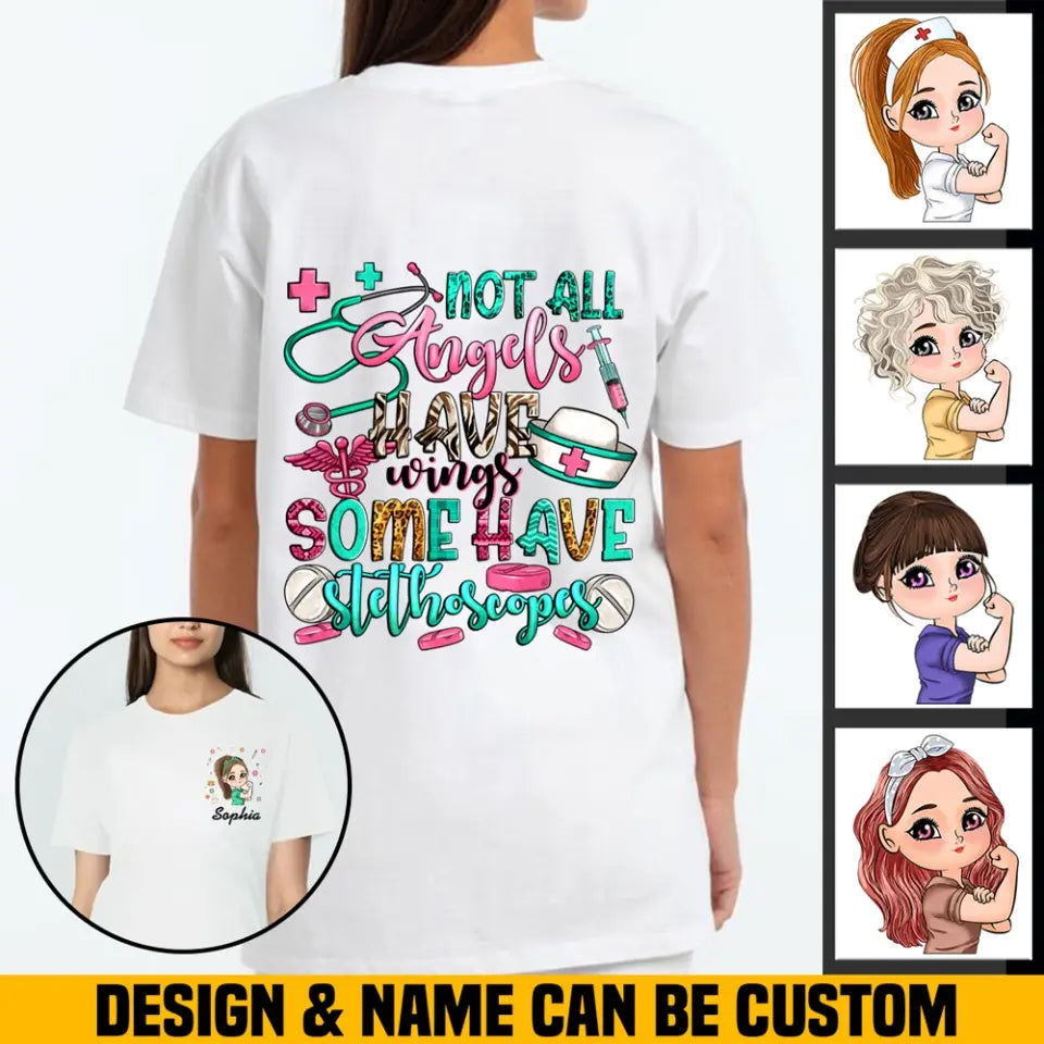 Personalized Not All Angels Have Wings, Some Have Stethoscopes T-shirt Printed HTHHN23353