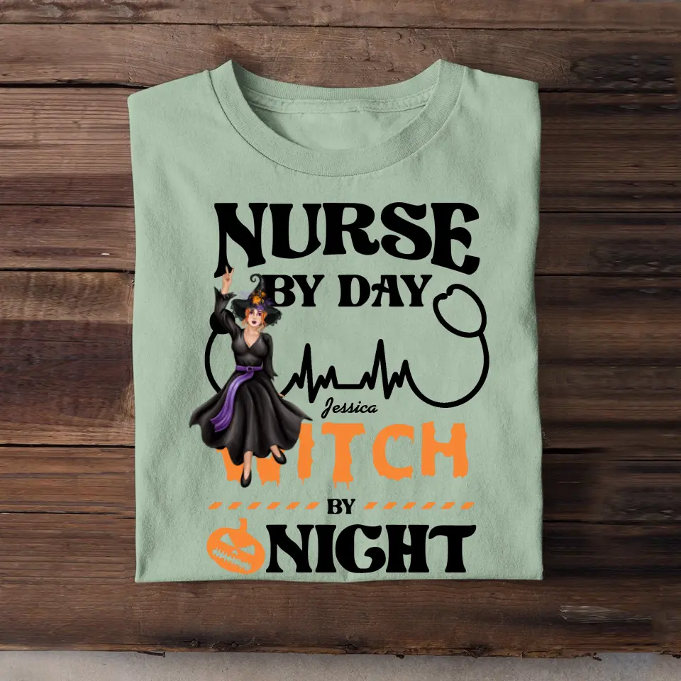 Personalized Nurse By Day Witch By Night Halloween Gift Tshirt 2D Printed HTHKVH23406