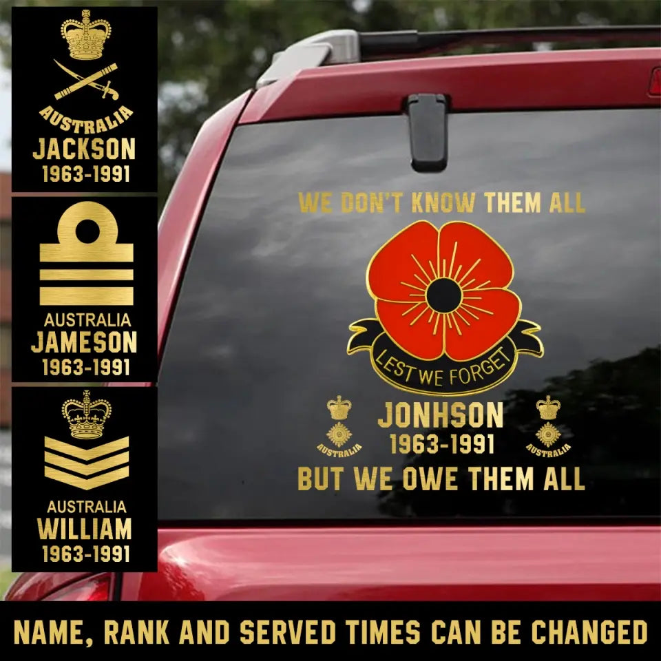 Personalized Australian Armed Forces With Name And Year Decal Printed 23434KVH