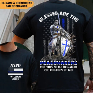 Personalized US Police Blue Thin Line T-shirt 2D Printed 23345PTN