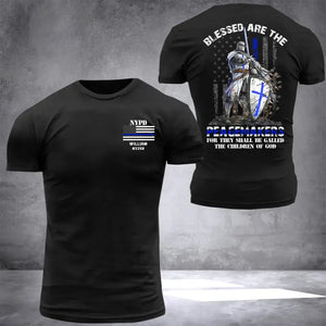 Personalized US Police Blue Thin Line T-shirt 2D Printed 23345PTN