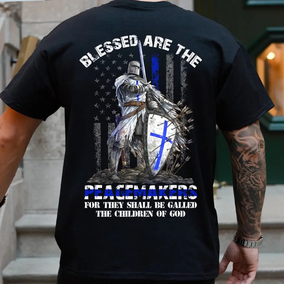 Personalized US Police Blue Thin Line T-shirt 2D Printed 23345PTN
