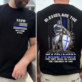 Personalized US Police Blue Thin Line T-shirt 2D Printed 23345PTN