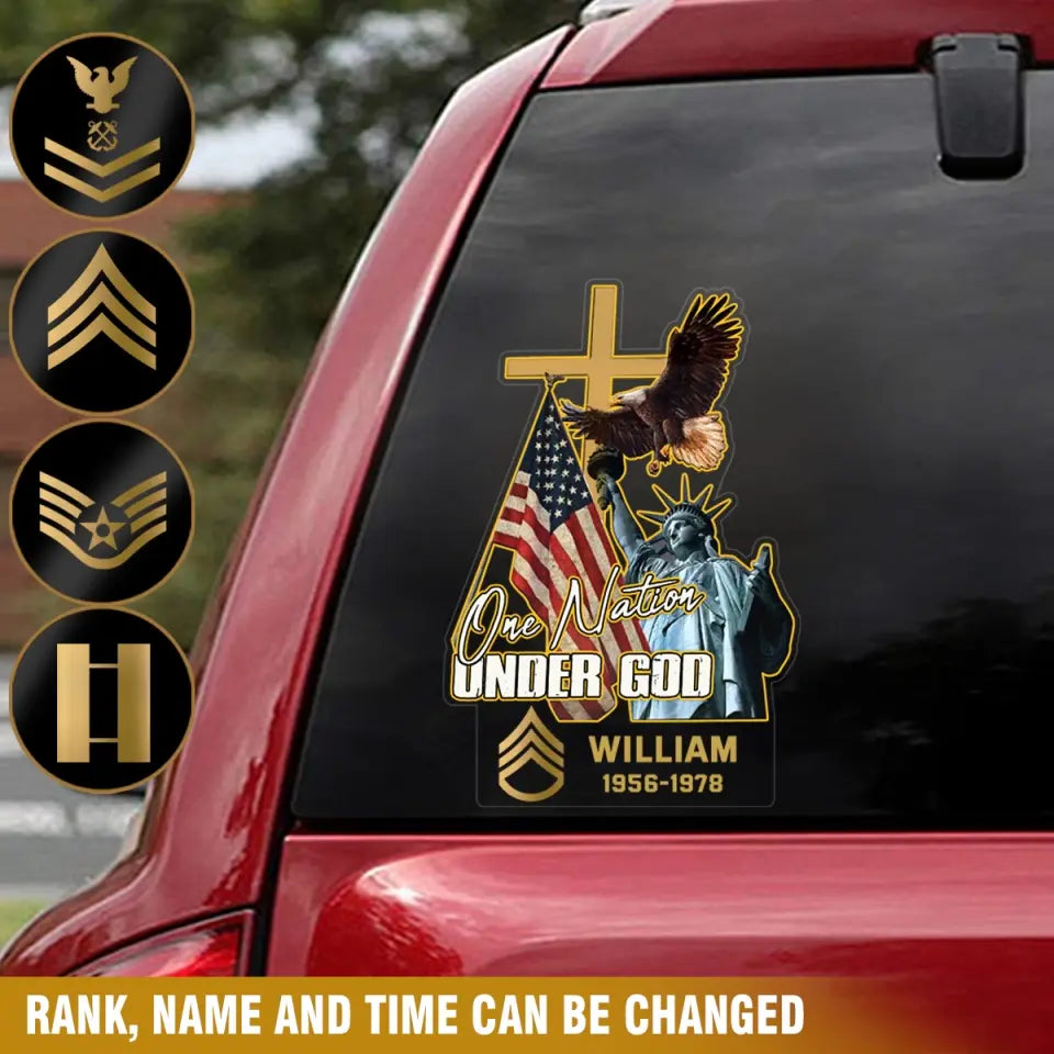 Personalized US Military One Nation Under God Decal Printed QTPN468