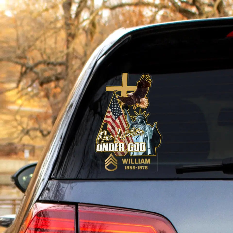 Personalized US Military One Nation Under God Decal Printed QTPN468