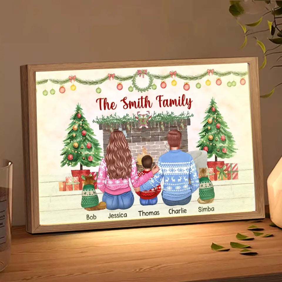 Personalized The Smith Family Christmas Gift Light Frame Canvas Printed HTHVQ23478