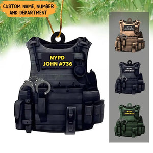Personalized US Police Armor Christmas Gift Acrylic/Plastic Ornament Printed QTVQ23482