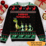 Personalized Mama Saurus Dinosaurs Custom Kid Names Christmas Gift Sweater Printed MTHN23504