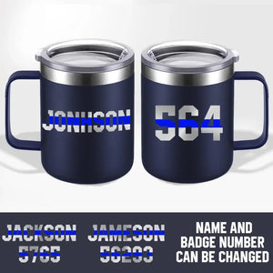 Personalized Police Badge Number & Name Laser Handle Cup Printed QTKVH23497