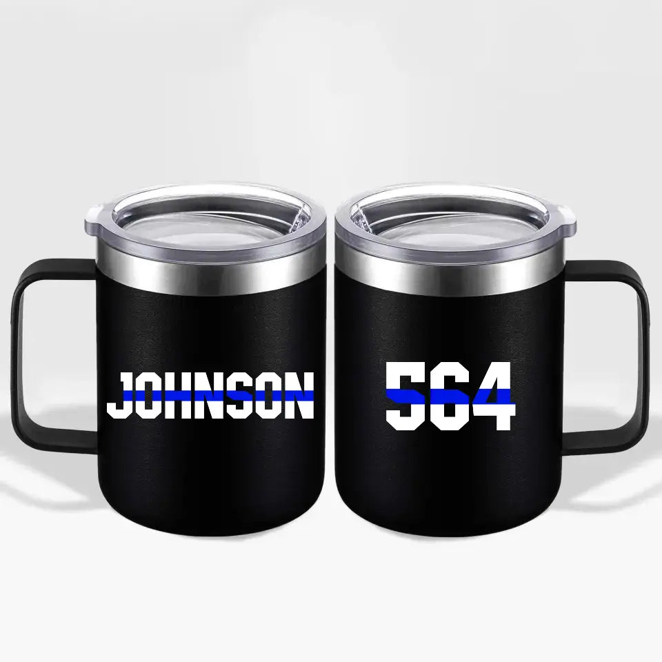 Personalized Police Badge Number & Name Laser Handle Cup Printed QTKVH23497