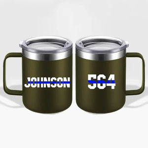 Personalized Police Badge Number & Name Laser Handle Cup Printed QTKVH23497