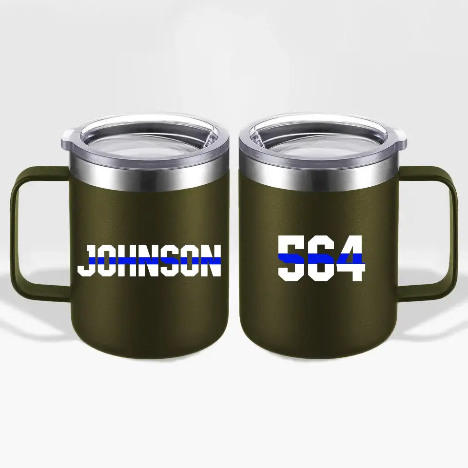 Personalized Police Badge Number & Name Laser Handle Cup Printed QTKVH23497