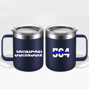 Personalized Police Badge Number & Name Laser Handle Cup Printed QTKVH23497