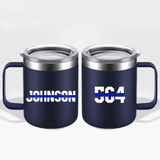 Personalized Police Badge Number & Name Laser Handle Cup Printed QTKVH23497