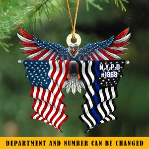 Personalized US Flag Police Department Acrylic Ornament Printed KVH23545