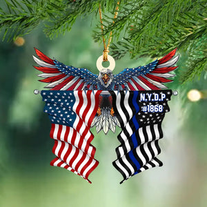 Personalized US Flag Police Department Acrylic Ornament Printed KVH23545