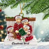 Personalized Family 2023 Pajama Family Reading Story Kid Acrylic Ornament Printed QTHN559