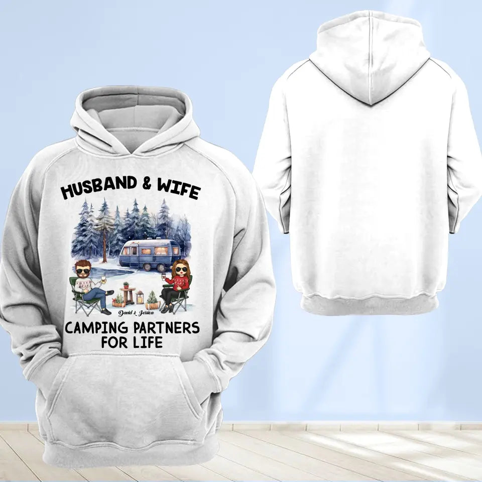 Personalized Husband & Wife Camping Partners For Life Gift for Couple Hoodie Printed MTPTN23549