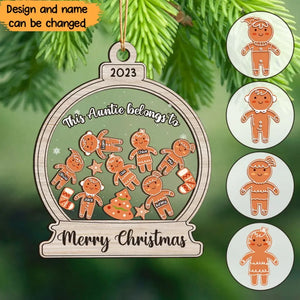 Personalized This Auntie Belongs To Merry Christmas 2023 Wooden Ornament 2 Layer Printed HTHVQ23598