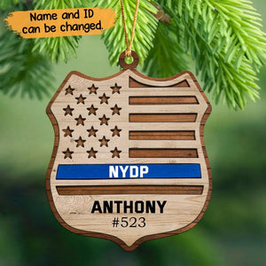 Personalized US Police Department Custom Name & ID Wooden Ornament Printed PTN23582
