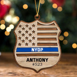 Personalized US Police Department Custom Name & ID Wooden Ornament Printed PTN23582