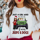 Personalized Just A Girl Who Loves Jeeps & Dogs Sweater or T-shirt Christmas Gift Printed PTN23601