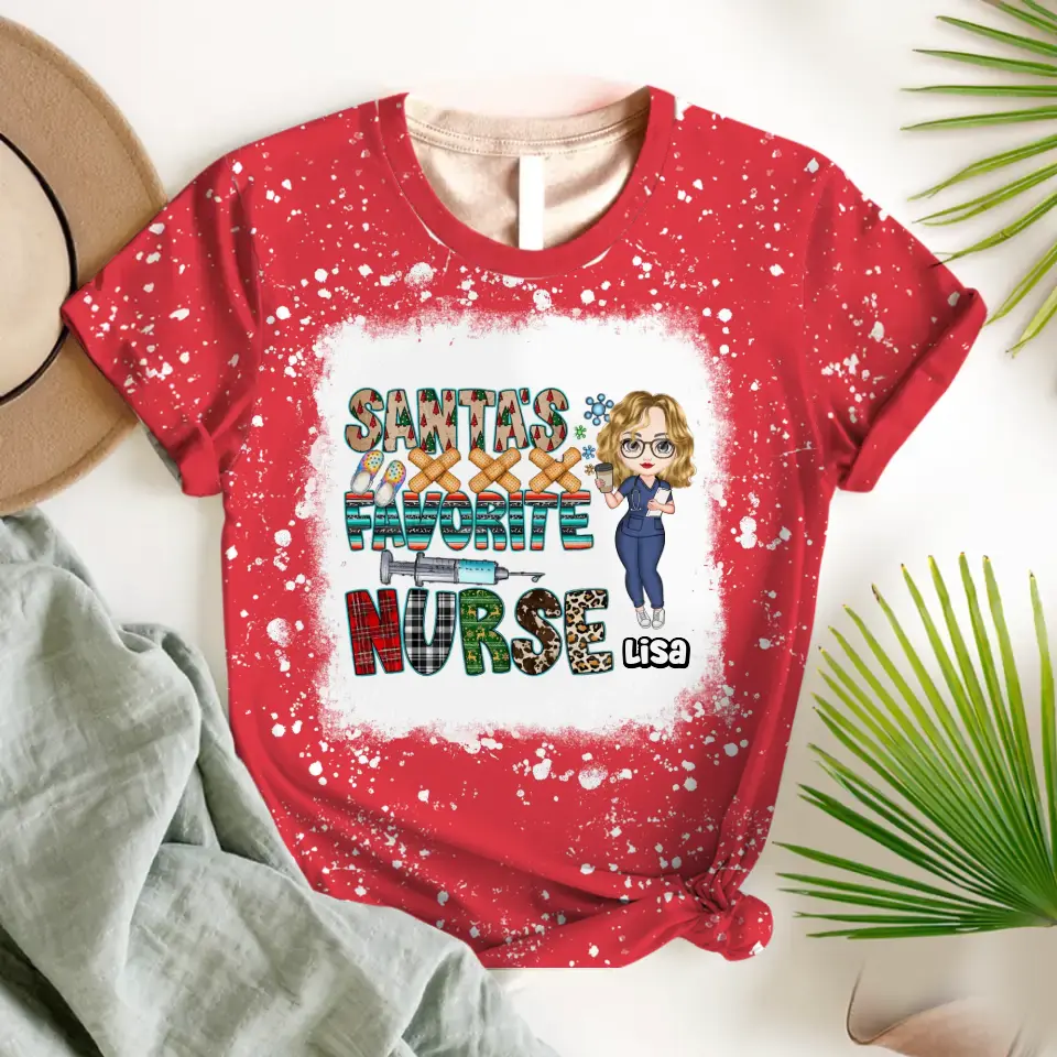 Personalized Santa's Favorite Nurse 3D T-shirt Printed HTHVQ23610