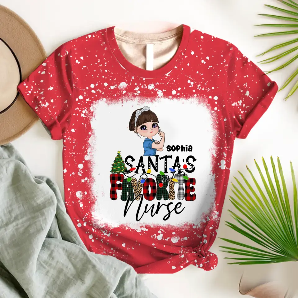 Personalized Santa's Favorite Nurse Nurse Christmas Bleacher 3D T-shirt Printed HTHVQ23612