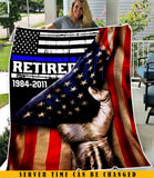 Personalized US Law Enforcement Retired Service Time Sherpa or Fleece Blanket Printed KVH23649