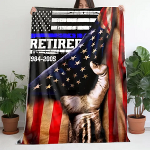 Personalized US Law Enforcement Retired Service Time Sherpa or Fleece Blanket Printed KVH23649