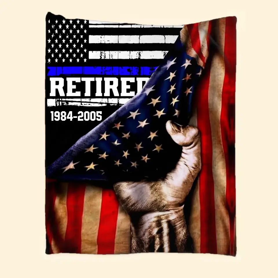 Personalized US Law Enforcement Retired Service Time Sherpa or Fleece Blanket Printed KVH23649