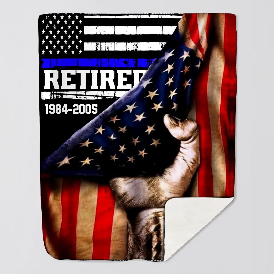 Personalized US Law Enforcement Retired Service Time Sherpa or Fleece Blanket Printed KVH23649