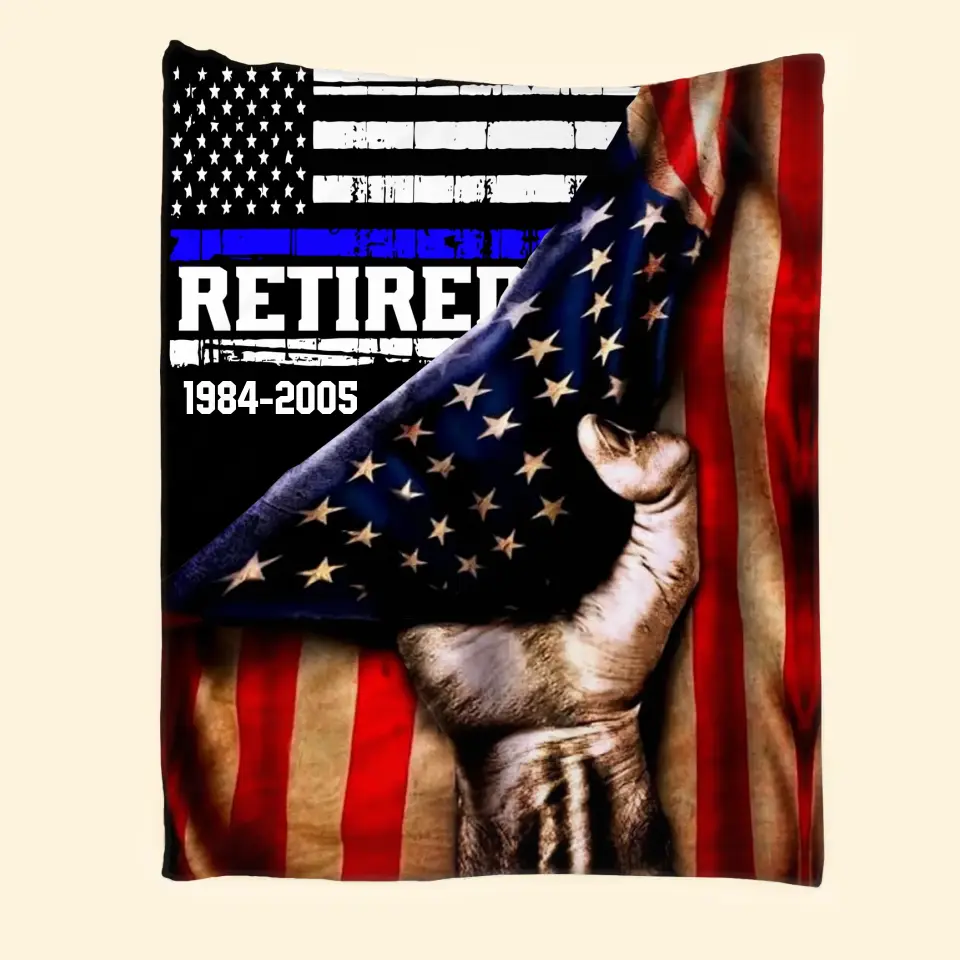 Personalized US Law Enforcement Retired Service Time Sherpa or Fleece Blanket Printed KVH23649