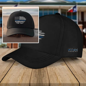 Personalized Thin Blue Line Officer Retired Black Cap QTVQ657