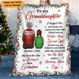 Personalized To My Grandson, Granddaughter I Hugged This Soft Blanket And Squeezed It Really Tight I Filled It With My Wishes, Hope, Love and Light Sherpa or Fleece Blanket Printed PTN23663