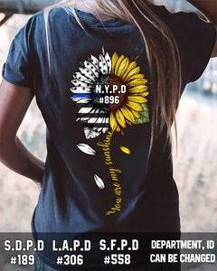 Personalized You Are My Sunshine Sunflower US Police Department T-shirt Printed KVH23660