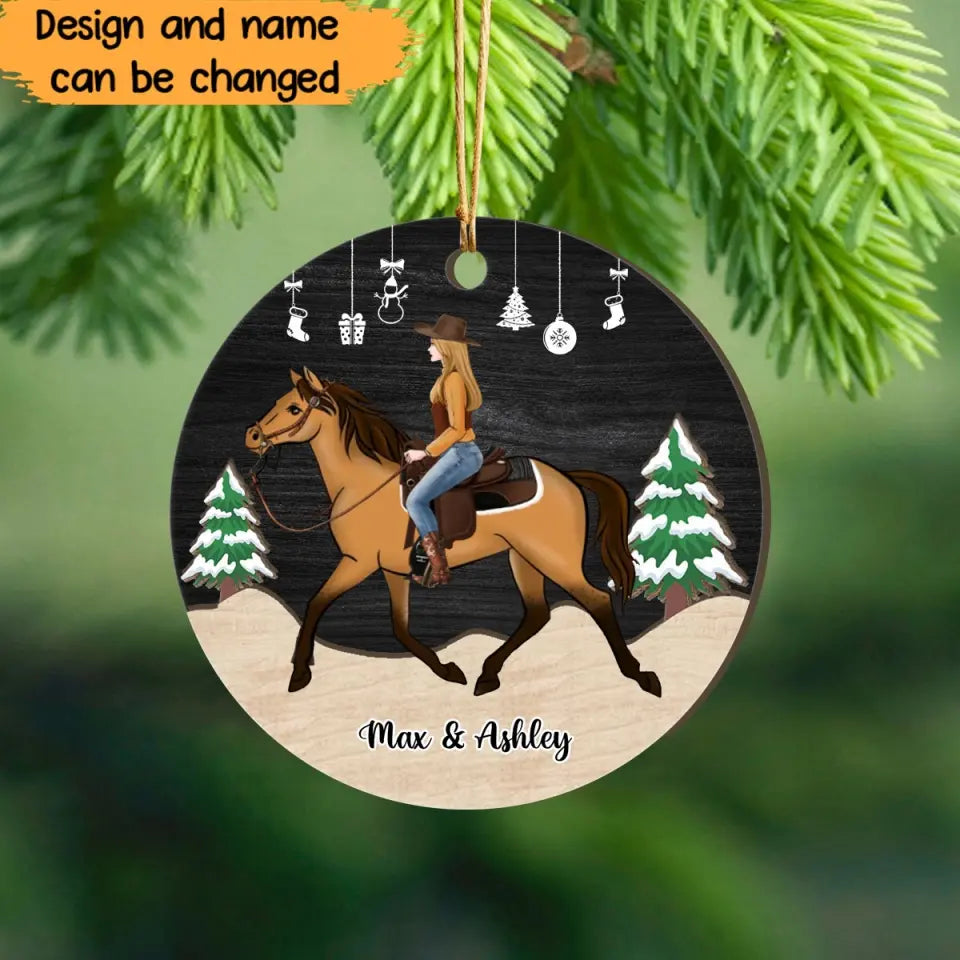 Personalized Horse Girl Custom Name Christmas Gift Wooden Ornament Printed LDMVQ23713