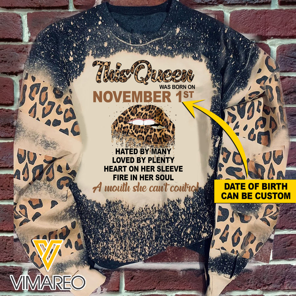 NOVEMBER GIRL CAN'T CONTROL BLEACHED SWEATSHIRT PRINTED