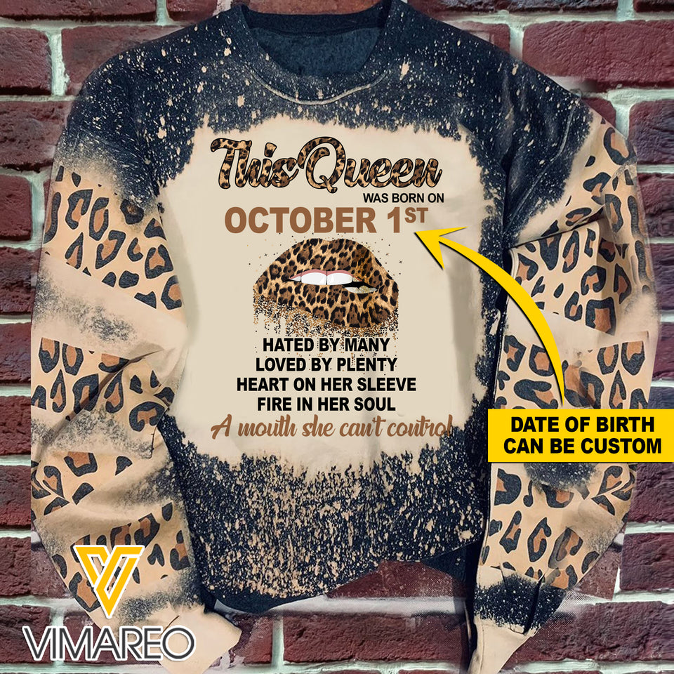OCTOBER GIRL CAN'T CONTROL BLEACHED SWEATSHIRT PRINTED