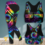 JULY GIRL SUNFLOWER TIE DYE SPORT BRA/LEGGING