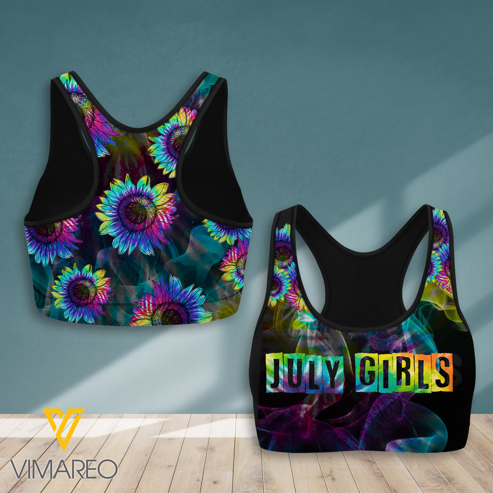 JULY GIRL SUNFLOWER TIE DYE SPORT BRA/LEGGING