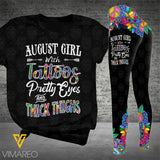AUGUST GIRL WITH TATTOOS COMBO TSHIRT + LEGGING 3D PRINTED MAY-MA12