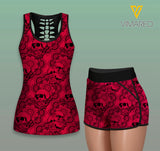 RED SKULL MANDALA COMBO TANK+SHORT 3D PRINTED LC