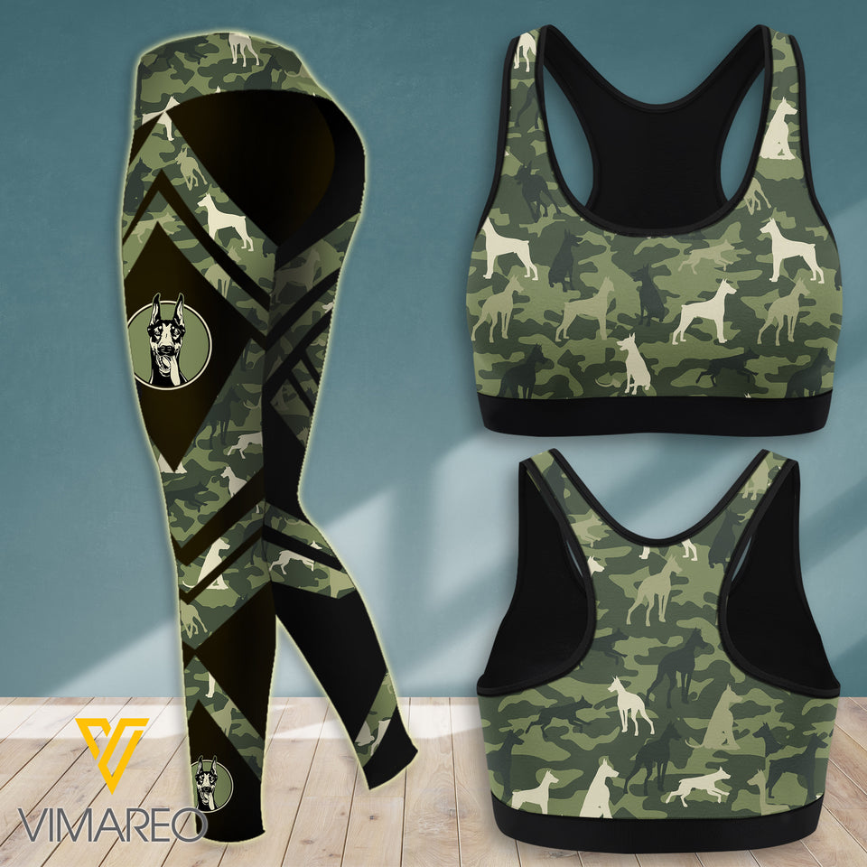 DOBERMAN DOG CAMO SPORT BRA/LEGGING