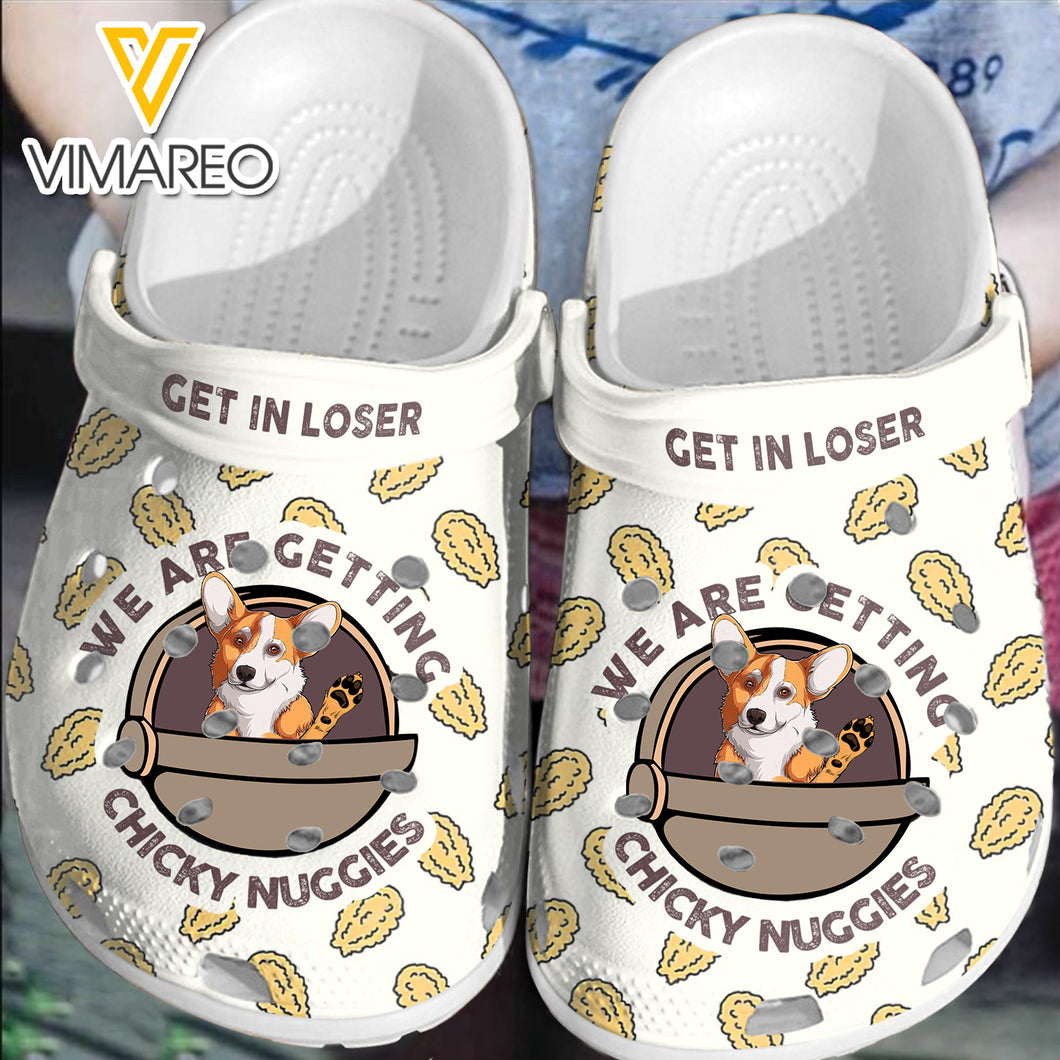 GET IN LOSER CORGI DOG CLOG SLIPPER SHOES RUBBER BOTTOM