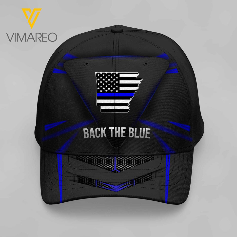 Arkansas map blue line Peaked cap 3D MTP v2